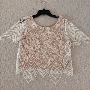 Express White Lace Floral Blouse